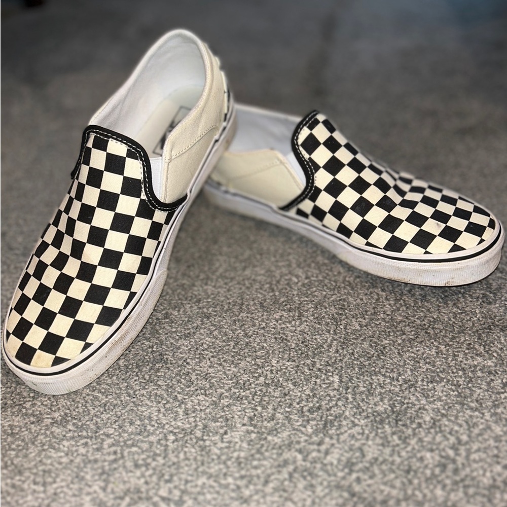 White and Black Checkered Vans